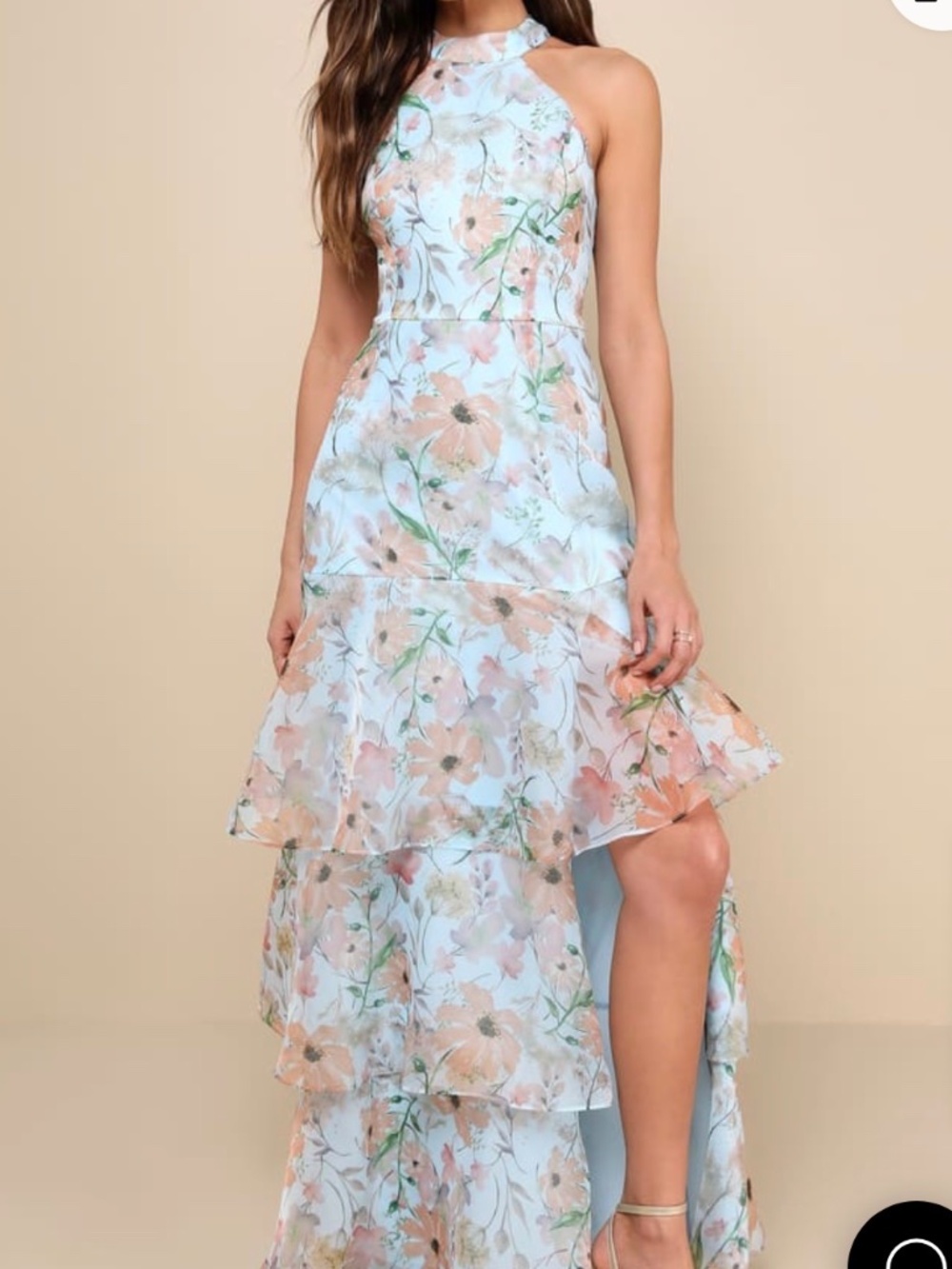 Lulu’s Light Blue Floral Bottom Layered Dress